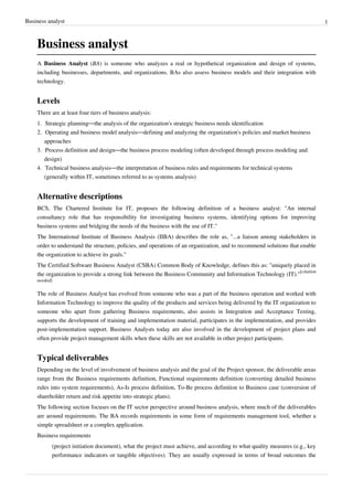 Business Analyst Example Business analyst | PDF