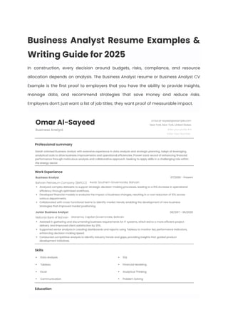 Business Analyst Resume Examples & Writing Guide for 2025 | PDF