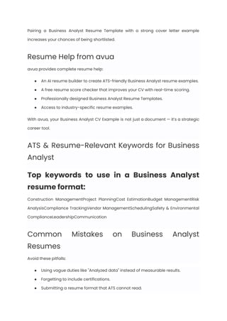 Business Analyst Resume Examples & Writing Guide for 2025 | PDF