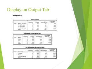 Display on Output Tab
 