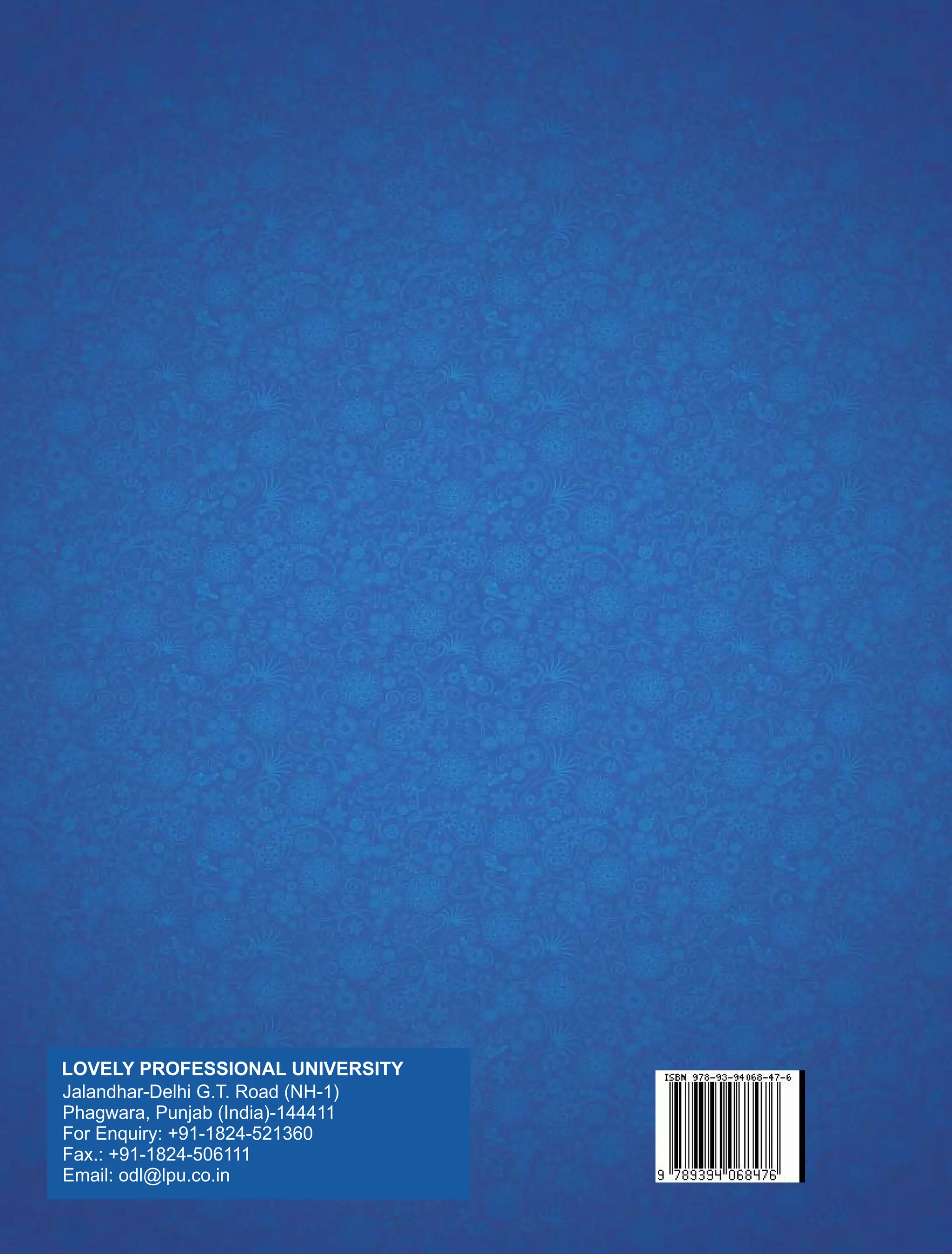 Jalandhar-Delhi G.T. Road (NH-1)
Phagwara, Punjab (India)-144411
For Enquiry: +91-1824-521360
Fax.: +91-1824-506111
Email: odl@lpu.co.in
LOVELY PROFESSIONAL UNIVERSITY
 