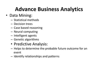 Business analytics and data visualisation | PPTX