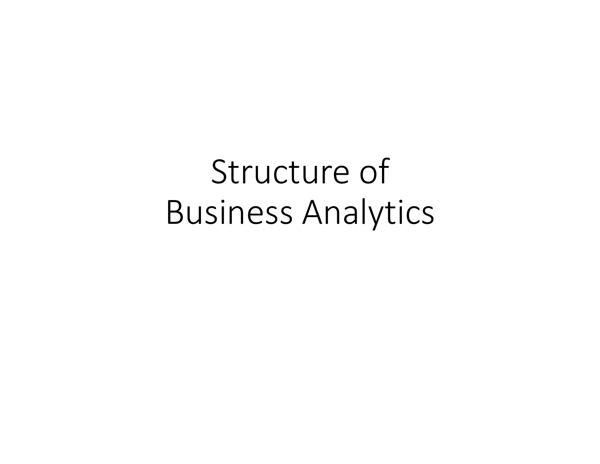 Structure of
Business Analytics
 