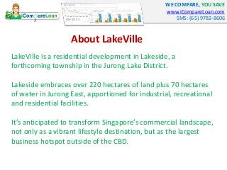 WE COMPARE, YOU SAVE
www.iCompareLoan.com
SMS: (65) 9782-8606
About LakeVille
LakeVille is a residential development in La...