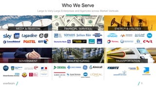 Who We Serve
Large to Very Large Enterprises and Agencies across Market Verticals
8
MEDIA & TELECOM
GOVERNMENT
ENERGY & UTILITIESFINANCIAL SERVICES
MANUFACTURING TRANSPORTATION
 