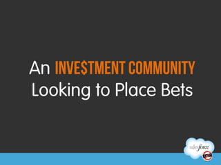 An Inve$tment Community
Looking to Place Bets
 