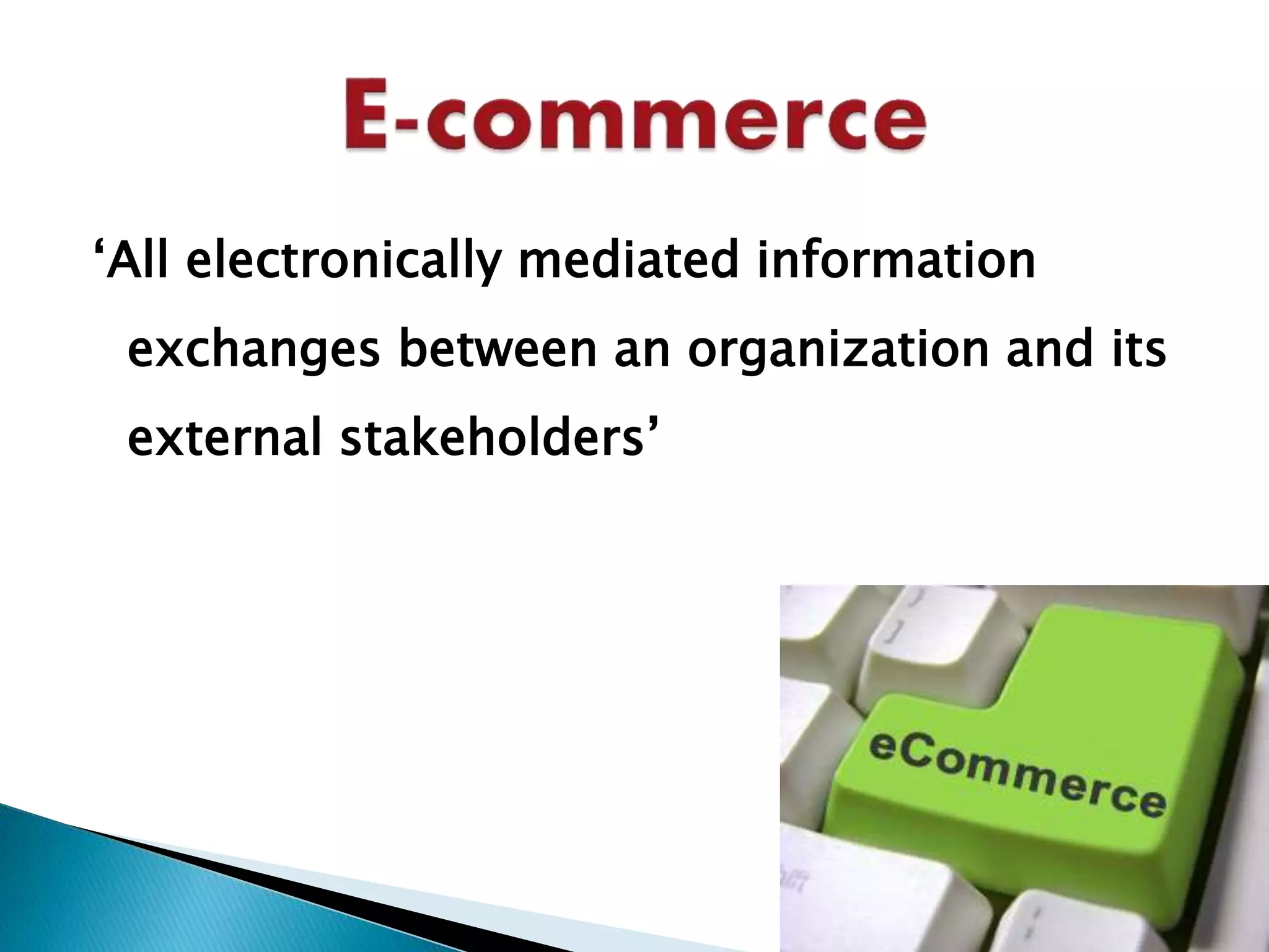 ‘All electronically mediated information 
exchanges between an organization and its 
external stakeholders’ 
 