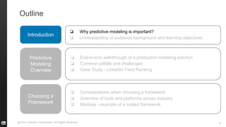 @2016 LinkedIn Corporation. All Rights Reserved. 4
Outline
Introduction
❏ Why predictive modeling is important?
❏ Understa...