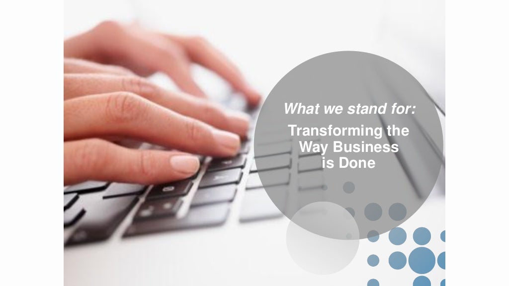 What we stand for Transforming