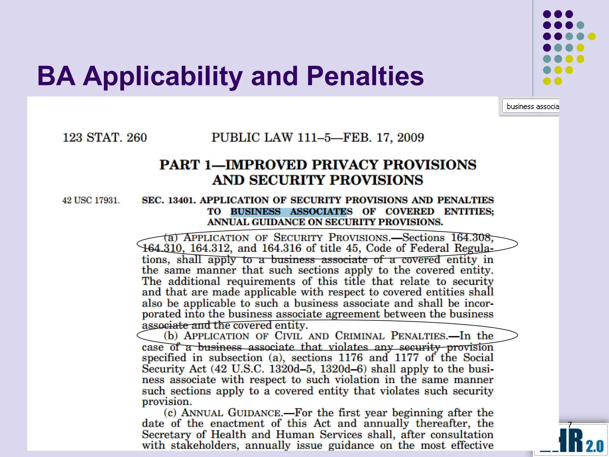 BA Applicability and Penalties




                                 7
 