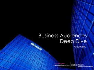 Business Audiences
         Deep Dive
             August 2010
 