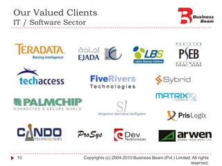 Our Valued ClientsIT / Software Sector10Copyrights (c) 2004-2010 Business Beam (Pvt.) Limited. All rights reserved.