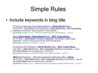 Simple Rules  Include keywords in blog title 