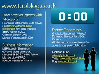 www.tubblog.co.uk<br />3:00<br />2:30<br />2:00<br />1:30<br />1:00<br />0:30<br />0:00<br />How have you grown with Micro...