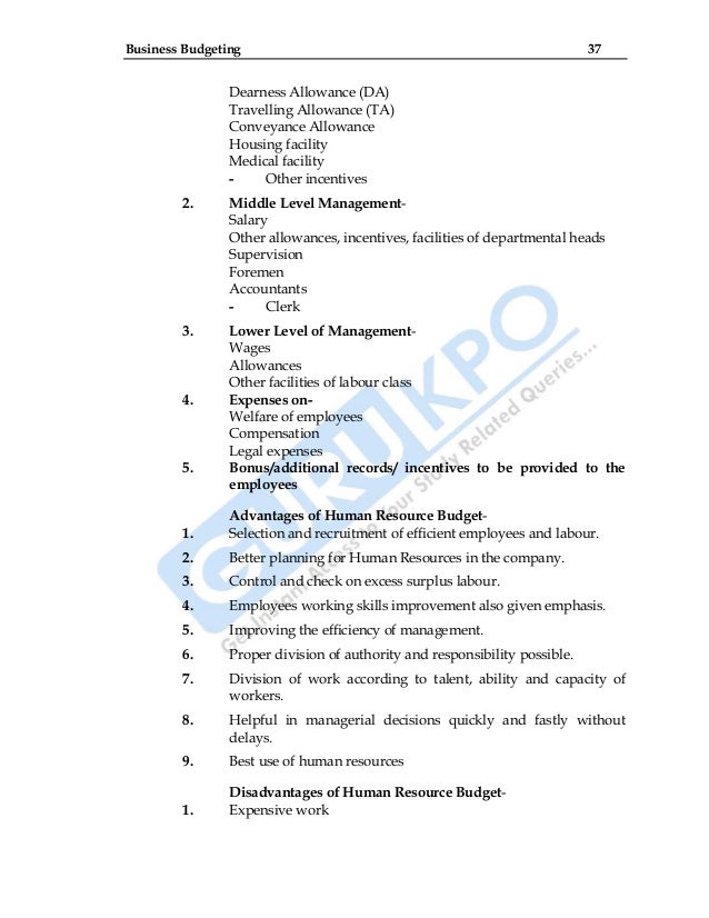 budgeting document