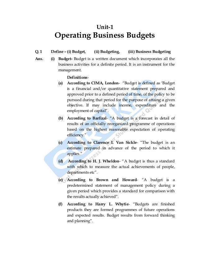 budgeting document