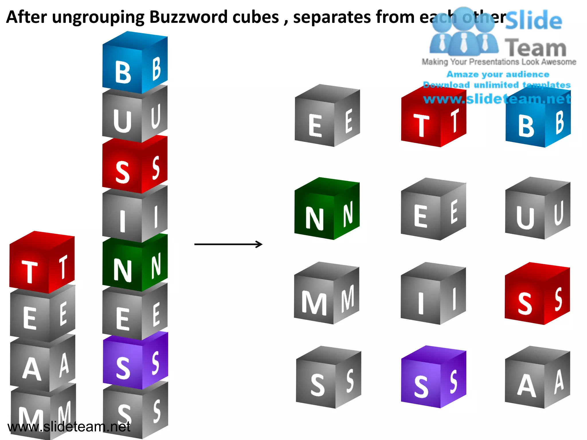 After ungrouping Buzzword cubes , separates from each other




www.slideteam.net
 