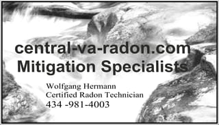 Wolfgang Hermann
Certified Radon Technician
434 -981-4003
 