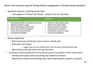 Unlocking Shared Value: Engaging the Private Sector in Delivering Climate Smart Solutions for Cereal & Livestock Farmers