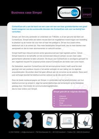 Businesscase Simpel.nl  & ContactCare
