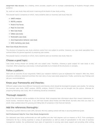 Business case study assignment help uk | PDF