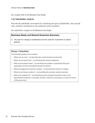 Business case template for project | RTF
