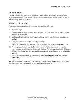 Business case template for project | RTF