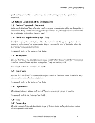 Business case template for project | RTF