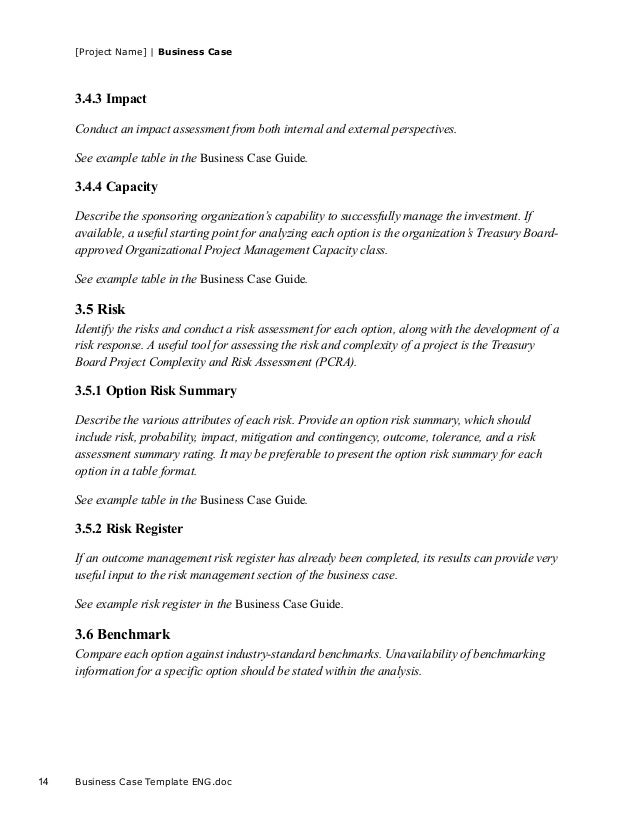 business case template for project business case assessment example