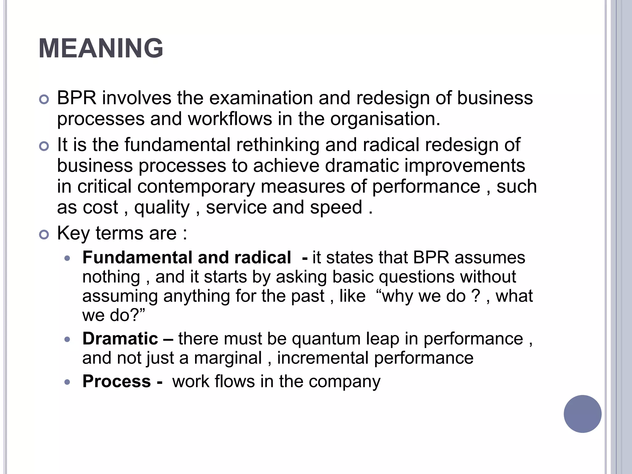Business change lifecycle and Business Process Reengineering | PPTX