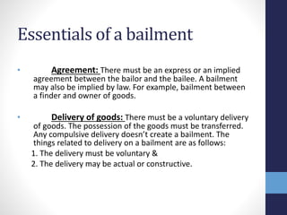 Business & commercial law presentation on bailment and pledge | PPTX