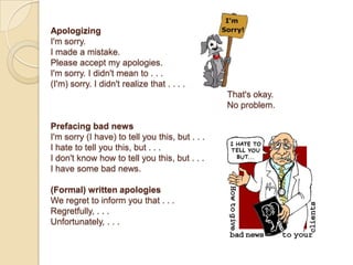 § AcceptingThat’s very kind of you.Thank you for inviting me.I’d like that very much.I’d be delighted to come.Thank you. That’d be very nice.I’ll look forward to it.Yes, please.Thanks.That’s/ What a good idea.That sounds good/ fun.§ Setting the detailsWhat time should I come?Where shall we meet?Shall I pick you up?What time/ Where shall I pick you up?Shall we meet at half past seven?Say at half past seven.