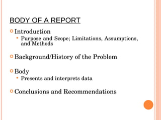 Report. Body Report Writing | PPT