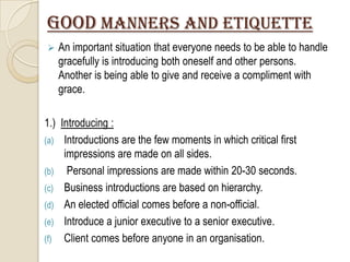 Introduction Manner Business communication | PPTX