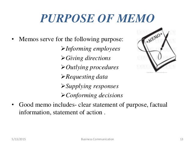 business communication 12 13 purpose of memo