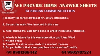 BUSINESS COMMUNICATION I IIBMS MBA ANSWER SHEETS I IIBMS CASE STUDY PAPERS