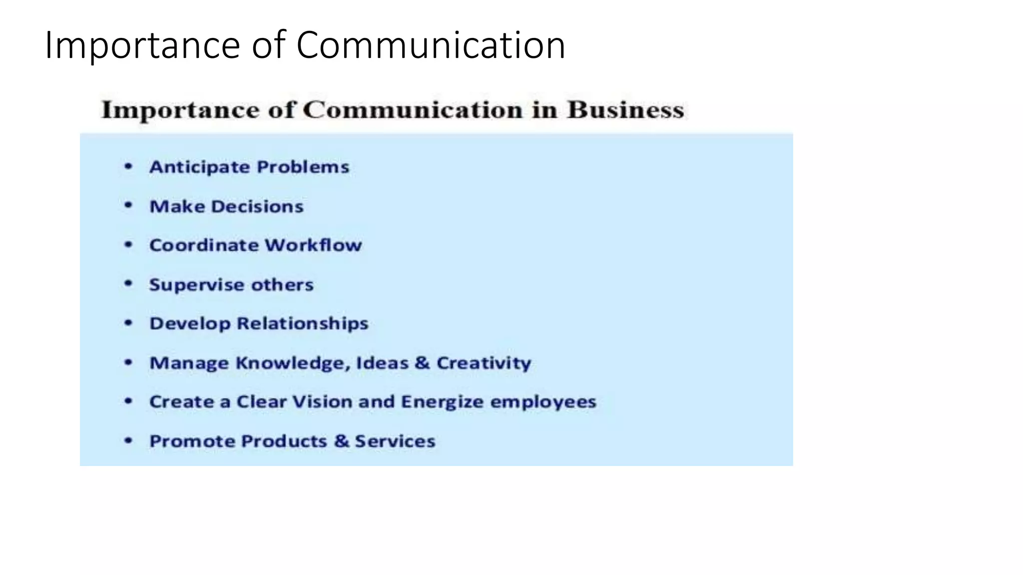 Importance of Communication
 