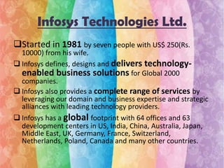  In 1987, Infosys opened its first international office







in U.S.A.
With the liberalization of Indian economy in...