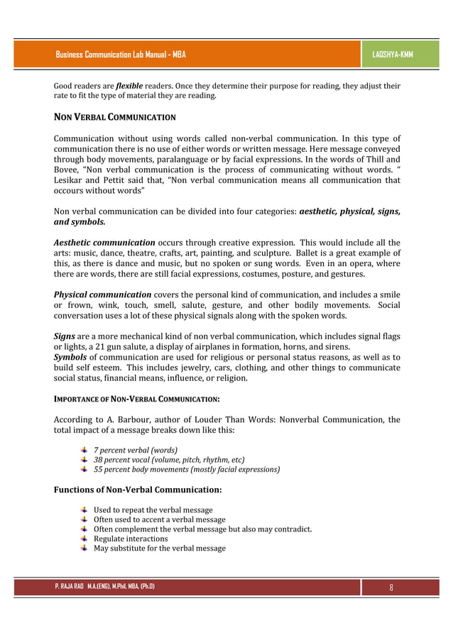 Business Communication Lab Manual for MBA by Raja Rao Pagidipalli PDF