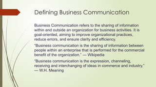 introduction to BUSINESS COMMUNICATION Presentation | PPTX