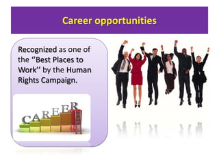 Career opportunities
Recognized as one of
the Best Places to
Work by the Human
Rights Campaign.

 