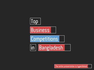 Business
Competitions
Bangladeshin
Top
The entire presentation is hyperlinked
 