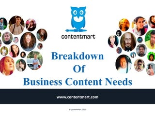 Breakdown
Of
Business Content Needs
www.contentmart.com
© Contentmart, 2017
 