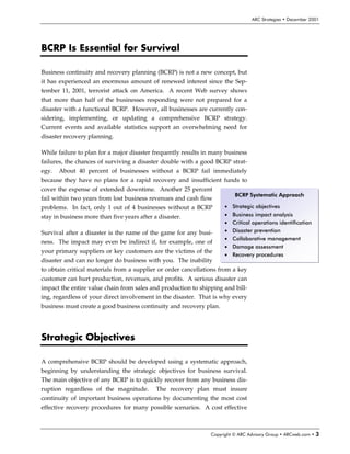Business continuity and recovery planning for manufacturing | PDF