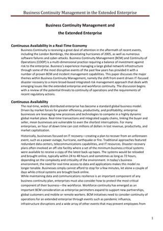 Business continuity management and the extended enterprise | PDF