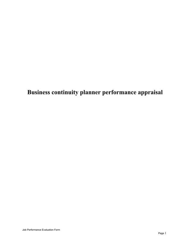 Business continuity planner performance appraisal PDF