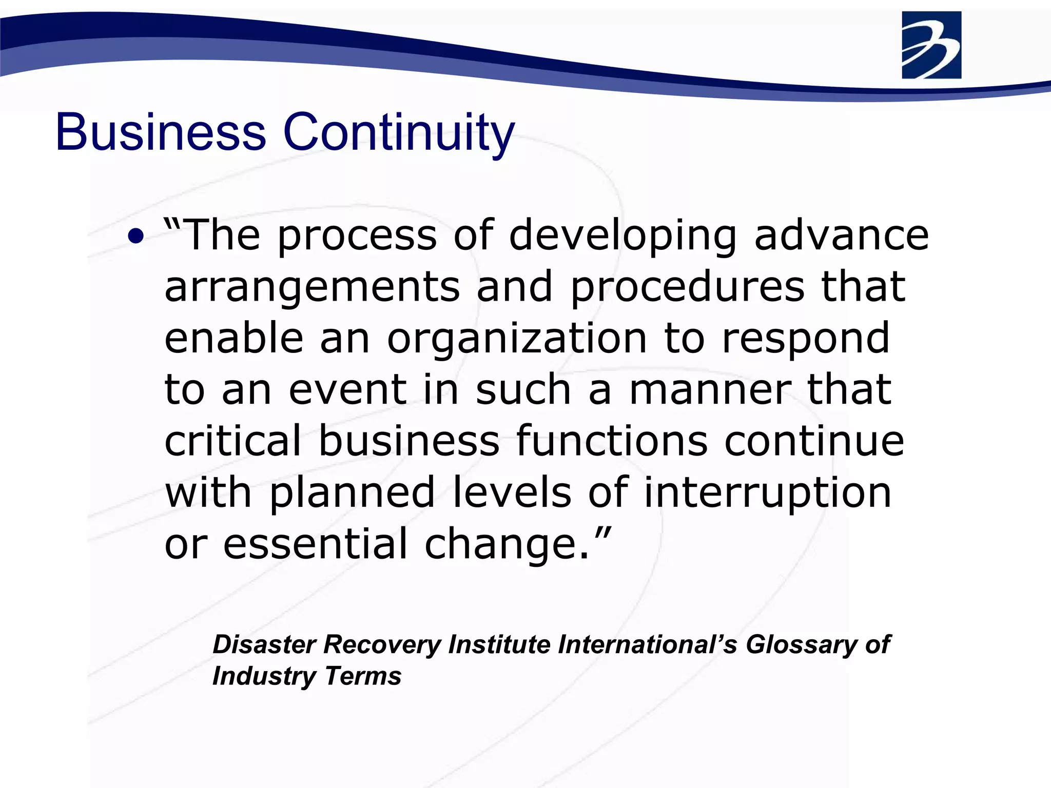 Business Continuity Workshop Final | PPT