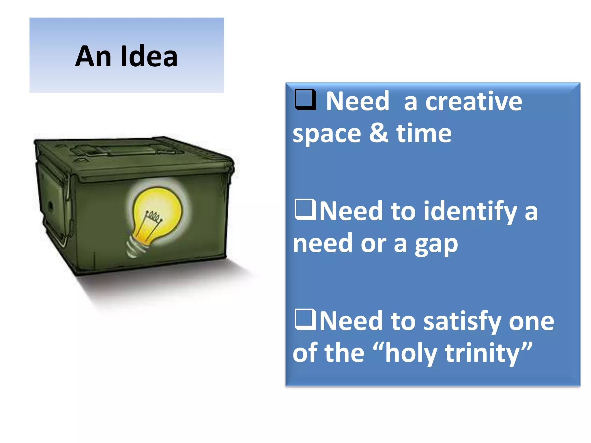 An IdeaNeed  a creative space & time