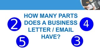 HOW MANY PARTS
DOES A BUSINESS
LETTER / EMAIL
HAVE?
 