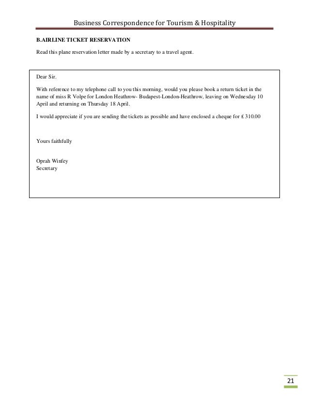 request letter to book air ticket business correspondence for the tourism industry request letter to book air ticket business correspondence for the tourism industry